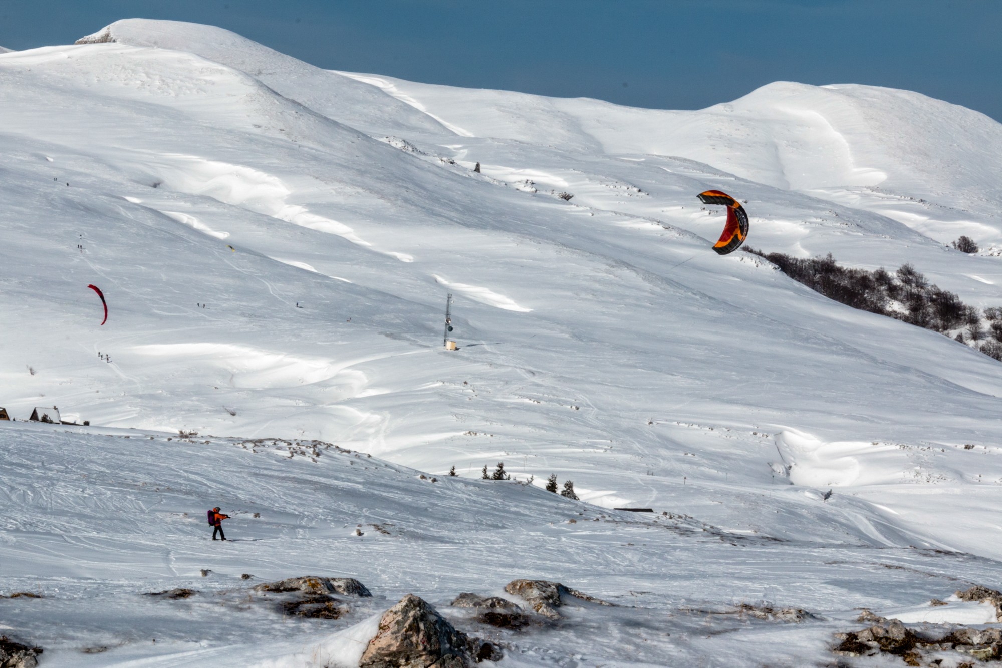 kite skiing sur les gagères