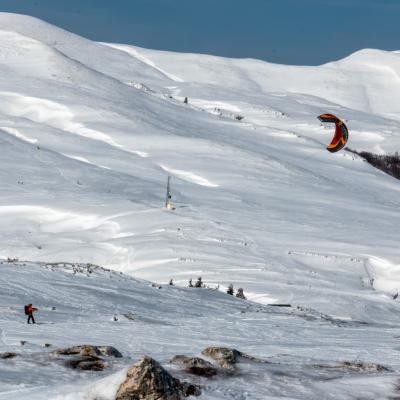 kite skiing sur les gagères