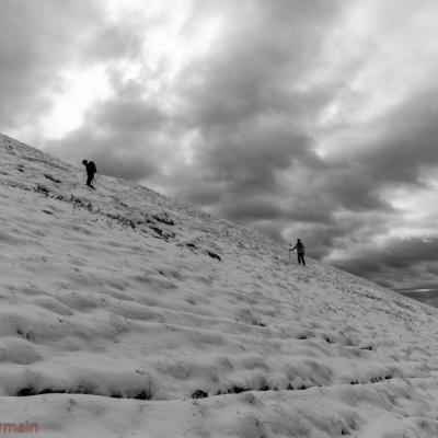 Première neige sur le pic de l'Aiblette en venant du col de Vassieux